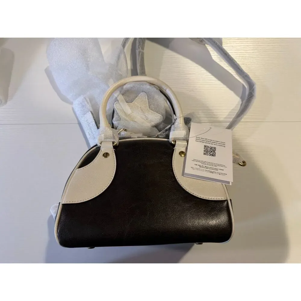 NWT B10-003Coach Coachtopia Bowling Top Handle Bag Crossbody Black & White CDU48
